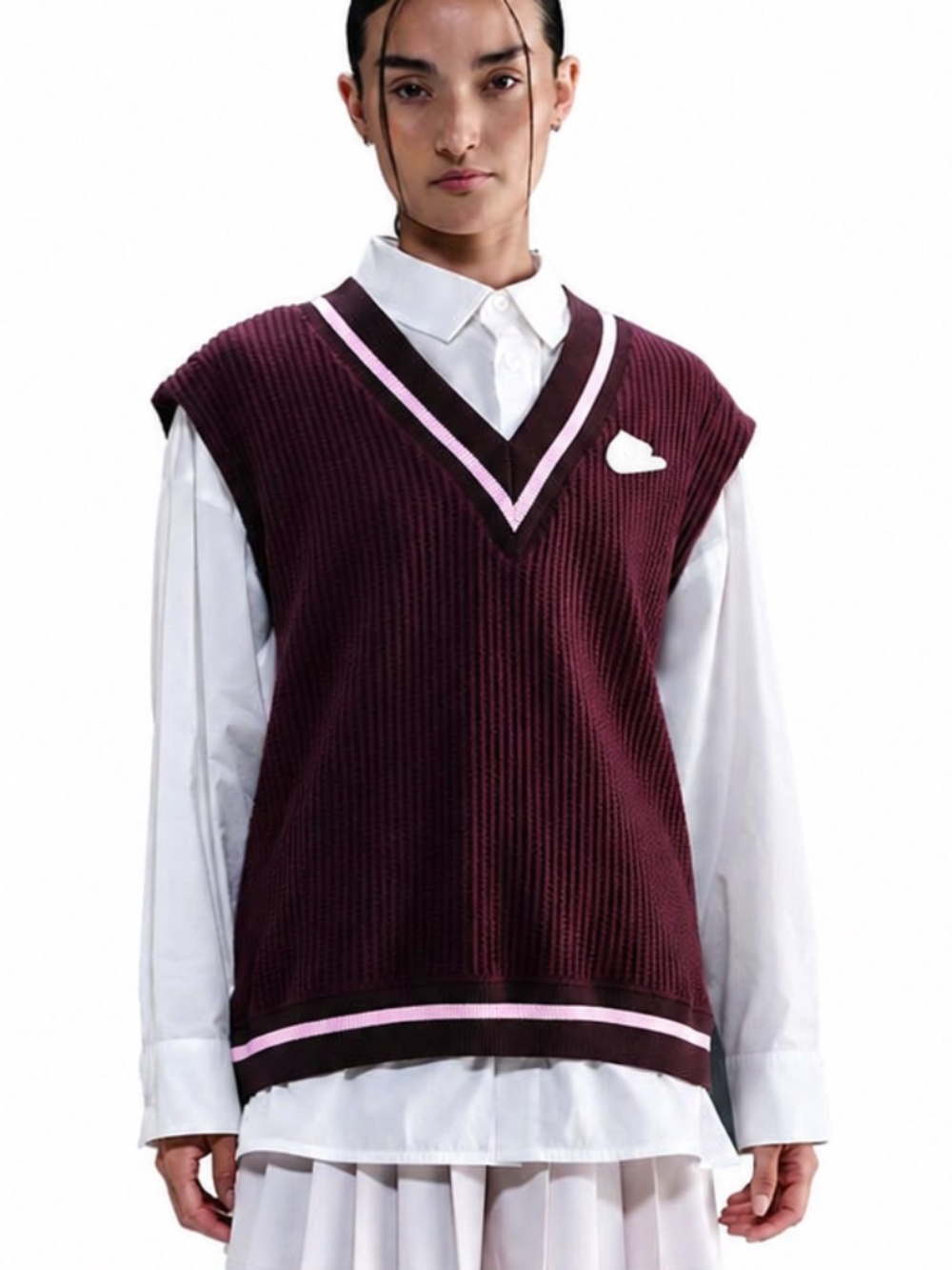 Nike Sportswear Women's Medium Waffle-Knit Vest IM7482-652 Burgundy Pink Loose